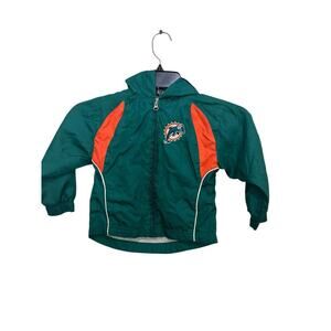 NFL Kids' Green Pro Star MIAMI DOLPHINS Athletic Windbreaker Jacket Size 3T